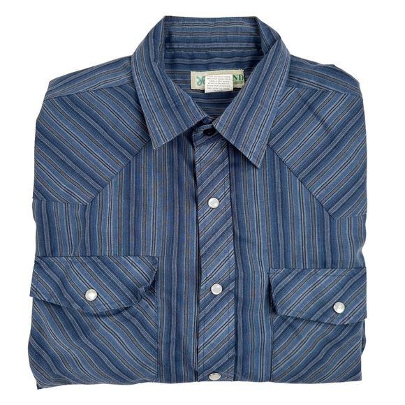 Haband Shirts Vintage Haband Western Shirt M Men Blue Striped Long